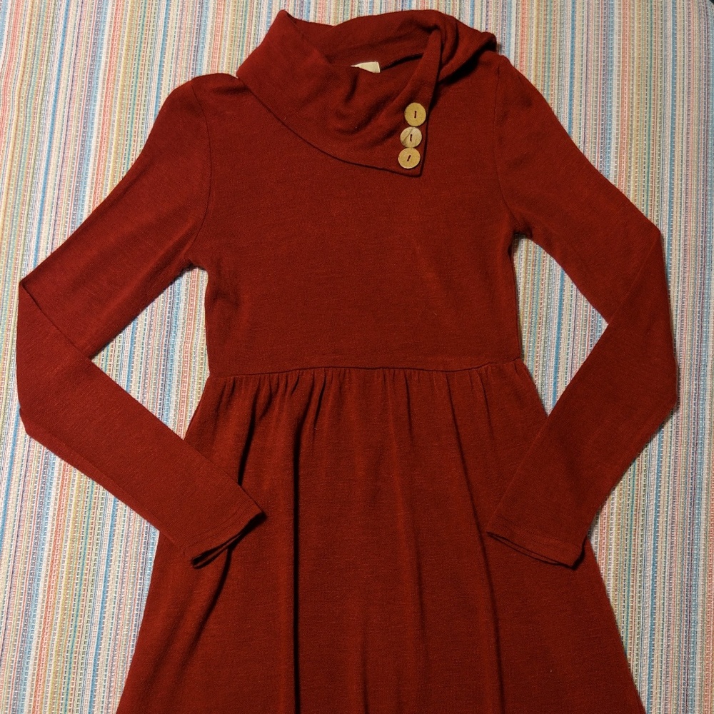 Ya Los Angeles Red Cotton Sweater Dress Small